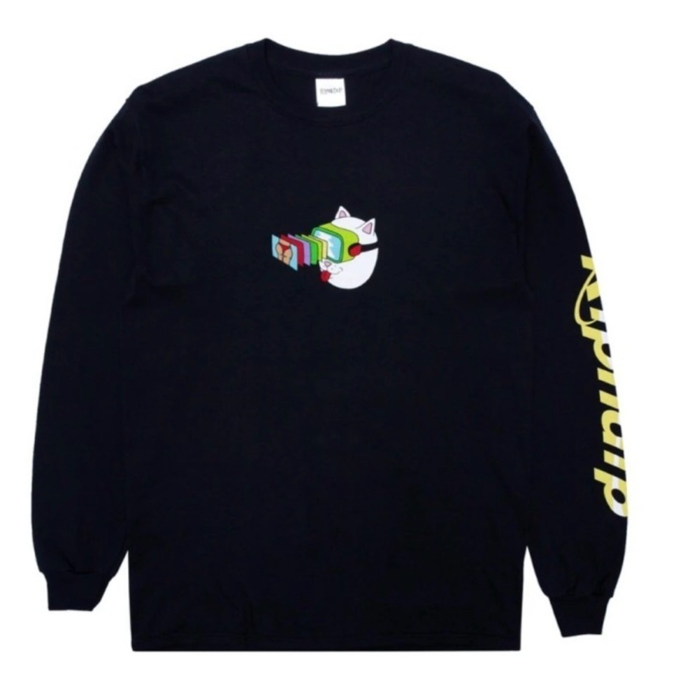 RIPNDIP Lord Nermal Long Sleeve Tee black Men's size medium Cat Graphic Shirt